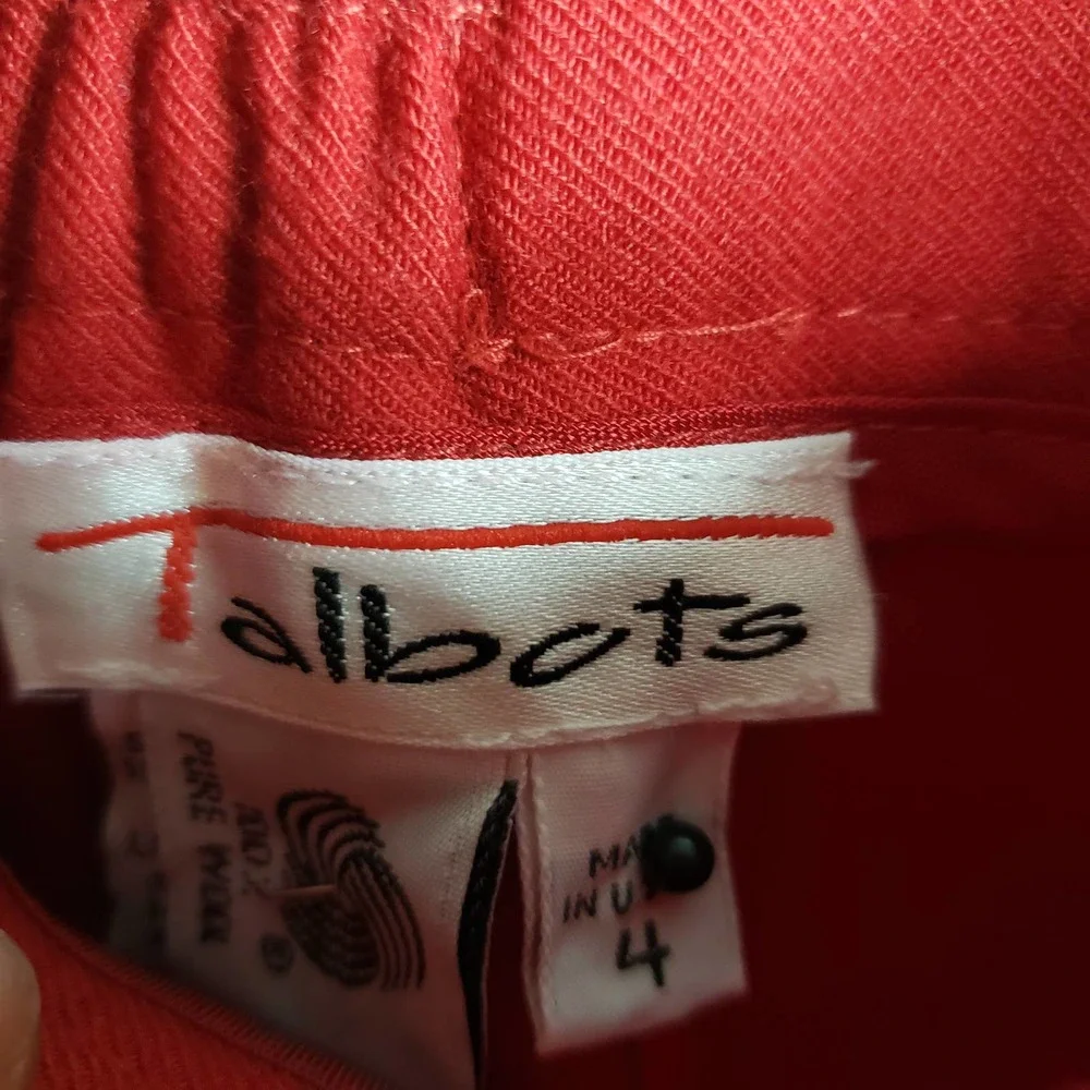 Talbots Pencil Skirt Womens Size 4 Pleat Front Knee Length Wool Red - Picture 6 of 6